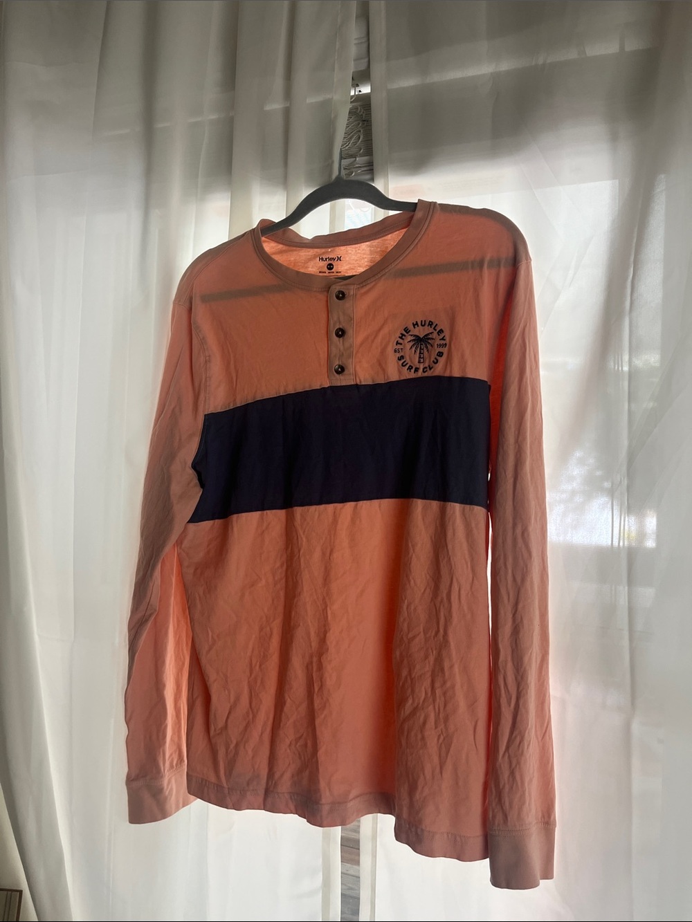 Hurley Peach and Navy Surf Club Henley